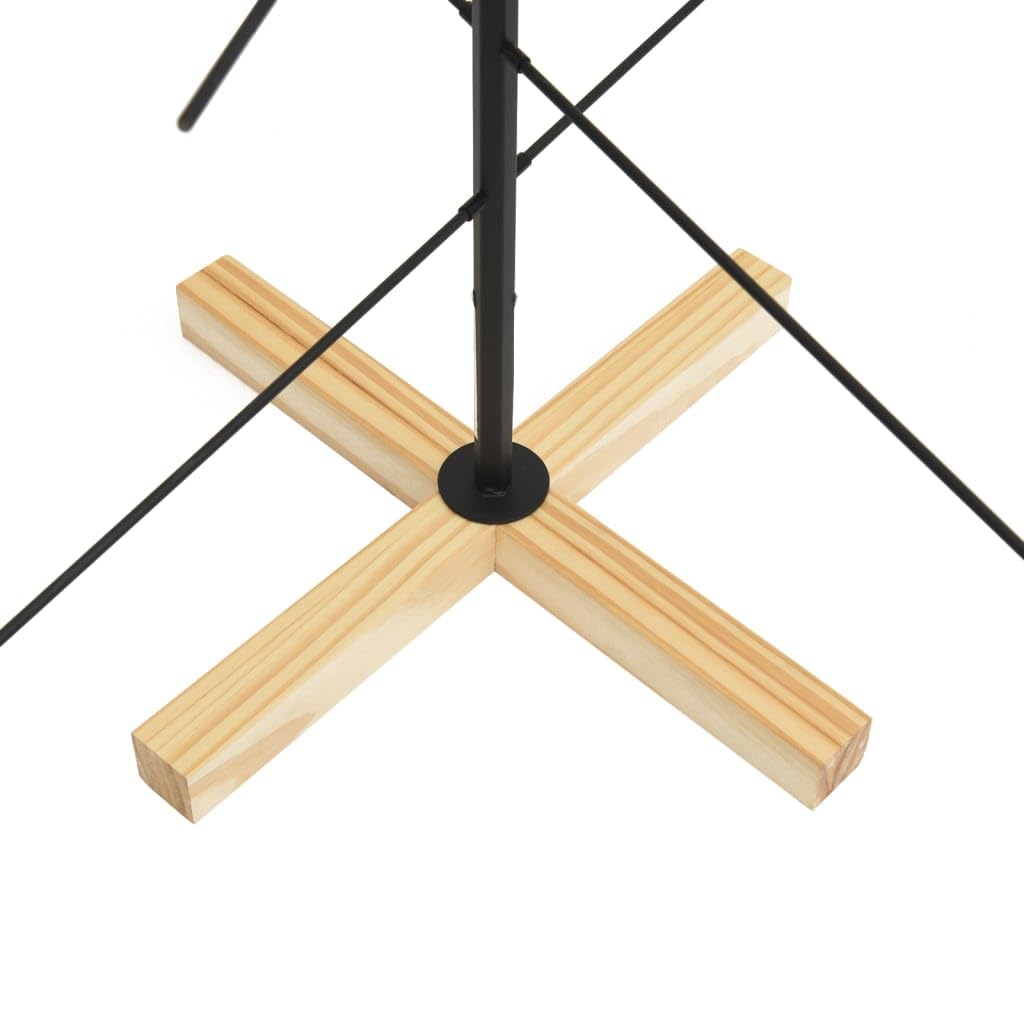 vidaXL Arbre de Noël en Métal avec Base en Bois, Sapin de Noël, Support d'arbre de Fête, Ornement de Noël Vacance Intérieur, Noir 120 cm