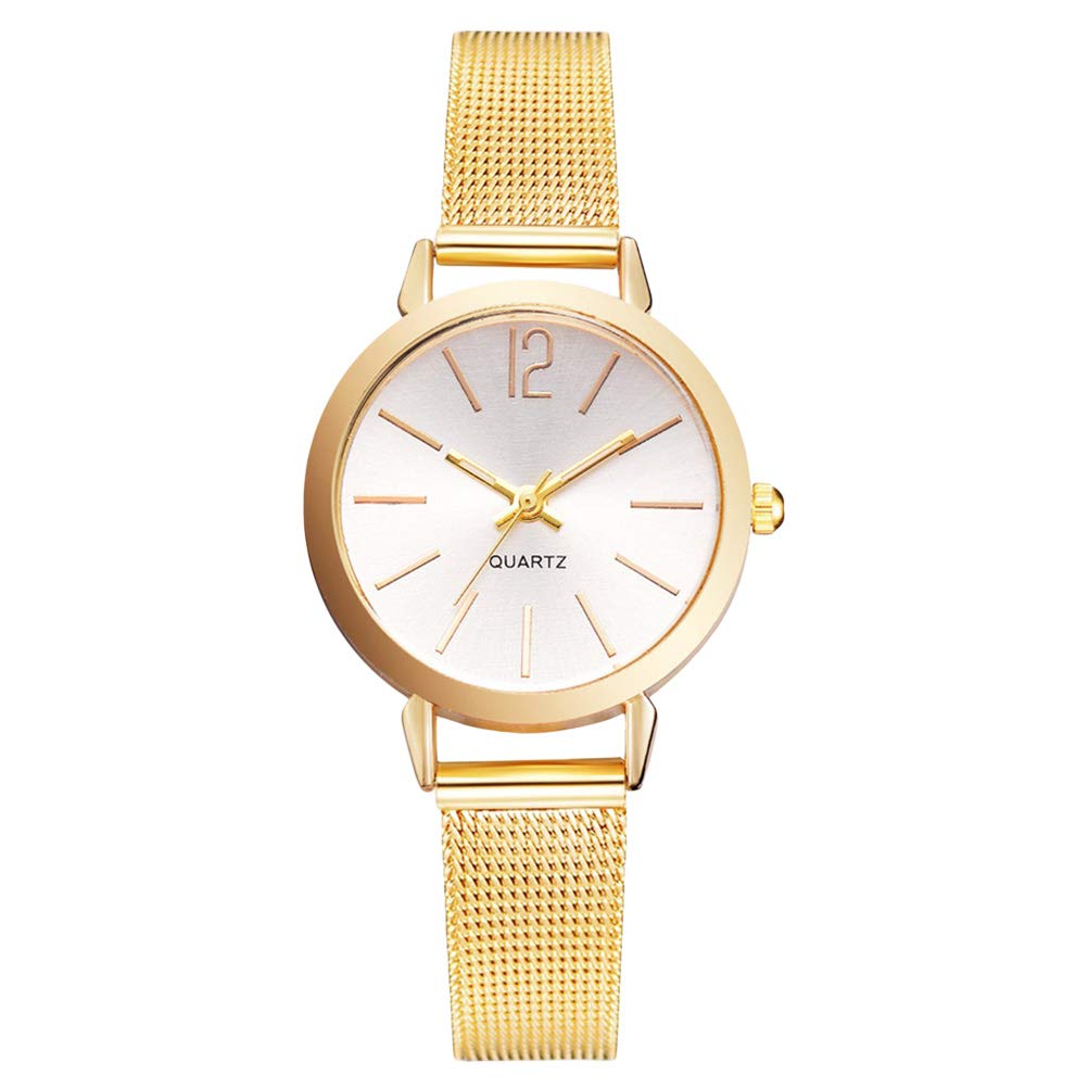 Hemobllo Women's Watches - Fashion Watch Brand Luxury Mesh Belt Band Creative Quartz Wristwatches Woman Bracelet Wristwatch Montre Femme (Golden)