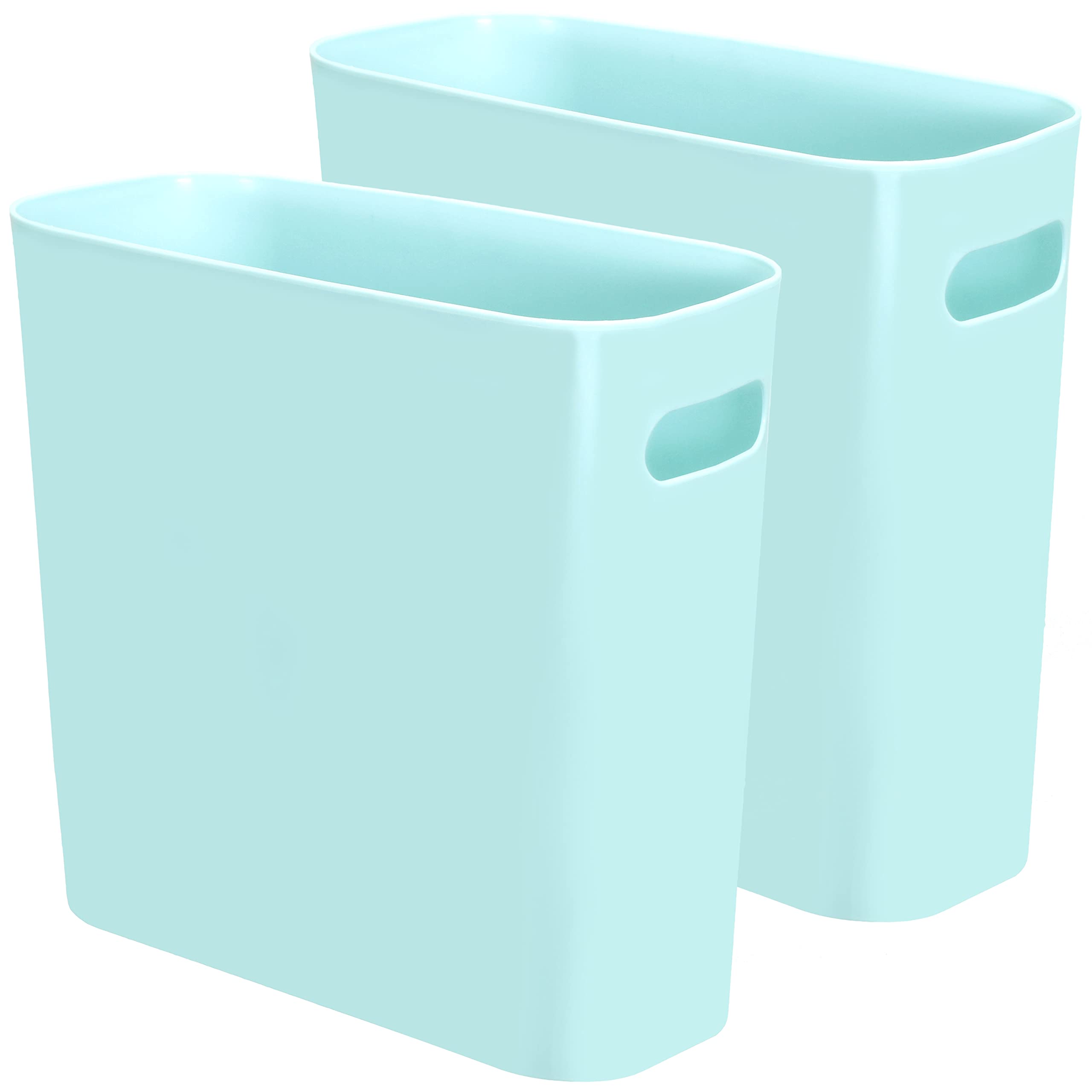 Youngever1.5 Gallon Slim Trash Can, Plastic Garbage Container Bin, Small Trash Bin with Handles for Home Office, Living Room, Study Room, Kitchen, Bathroom (2 Pack Mint)