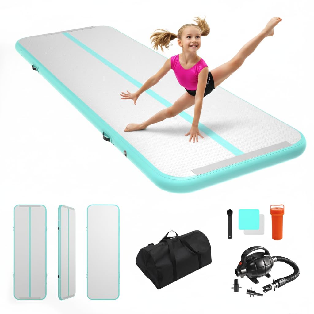 Dwzdd Ginnastica Air Matte Track, 3 m/4 m/5 m/6 m, tappetino da ginnastica per bambini, tappetino da ginnastica gonfiabile per casa, palestra, allenamento, cheerleading, acqua