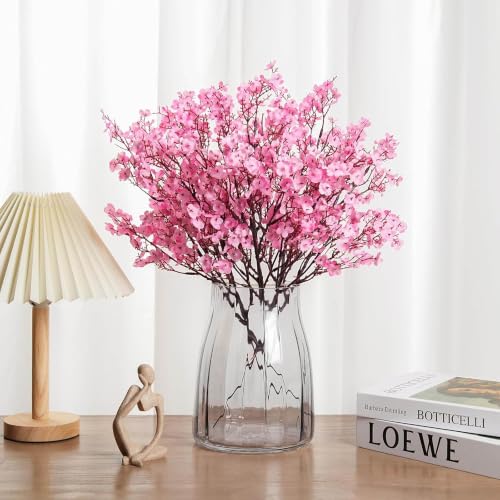 Image of CURATED CART Artificial Flowers Bunch, Baby's Breath Gypsohila Flowers, 1 Bunch for Vase Pot, Home Decoration, Living Room, Wedding, Fake Flowers, Color, (Vase Not Included) (Pink)