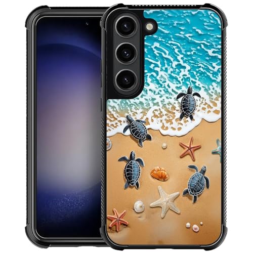 yicomon Compatible with Samsung Galaxy S23 Plus Case, Ocean Beach Turtle Pattern Print Phone Case Durable Fashion Funny Liquid Silicone Case Soft Anti-Scratch Shockproof Protective Cover