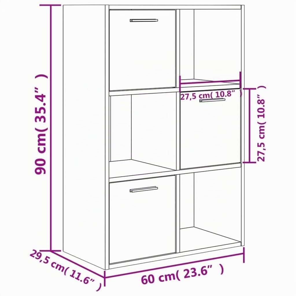 vidaXL Armadietto Robusto Elegante Moderno Espositore Decorativo Porta Libri Credenza Libreria Grigio Cemento 60x29,5x90 cm in Truciolato