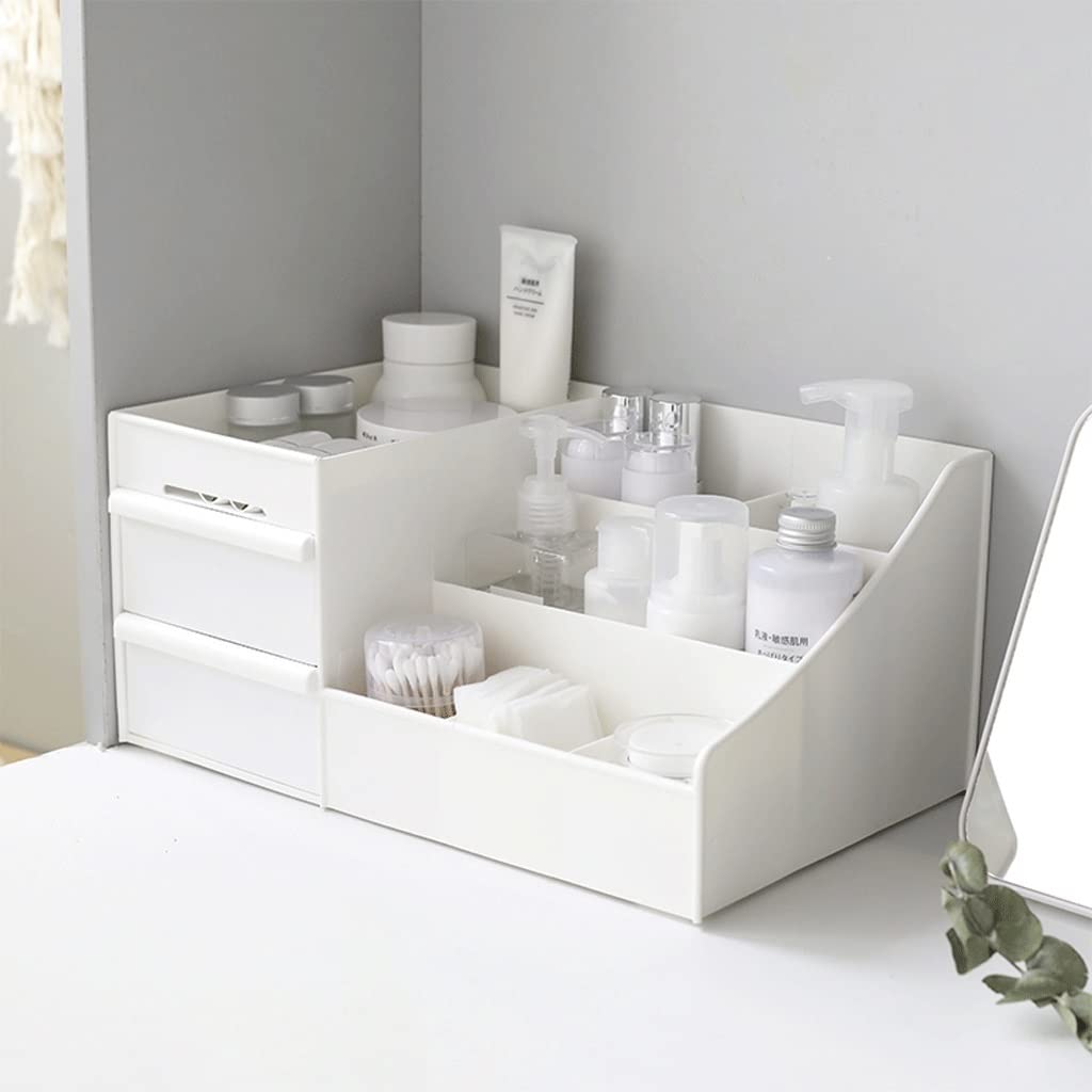 Boite Rangement Tiroir Salle De Bain Relaxdays Organiseur De Maquillage, Boîte Rangement Make Up Avec Tiroirs, Support Empilable, Blanc Rangement Maquillage Tiroir