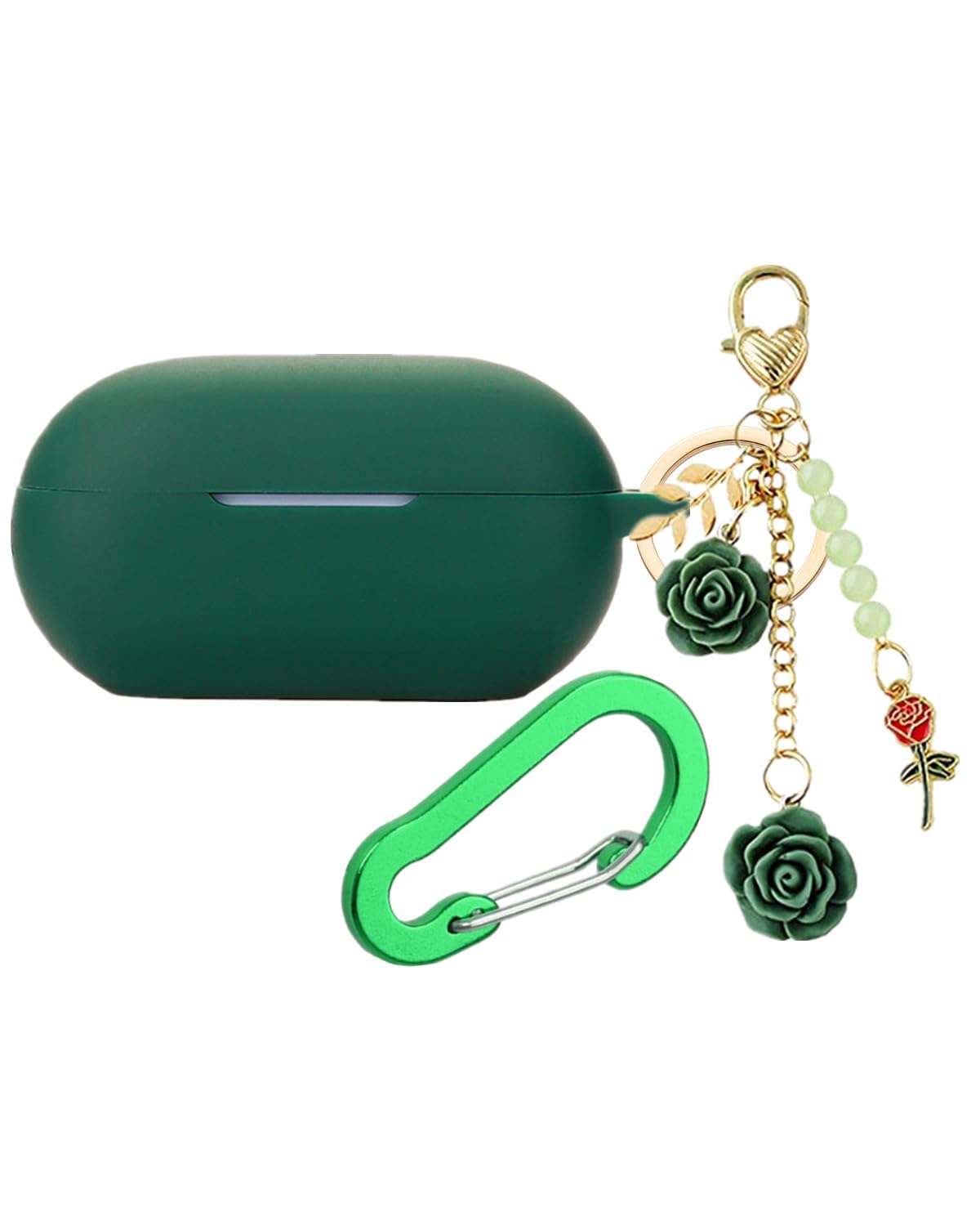 Case for Beats Solo Buds Case Cover with Flower Keychain, Cute Soft Silicone Shockproof Protective Skin Cases for Beats Solo Buds Wireless Earbuds