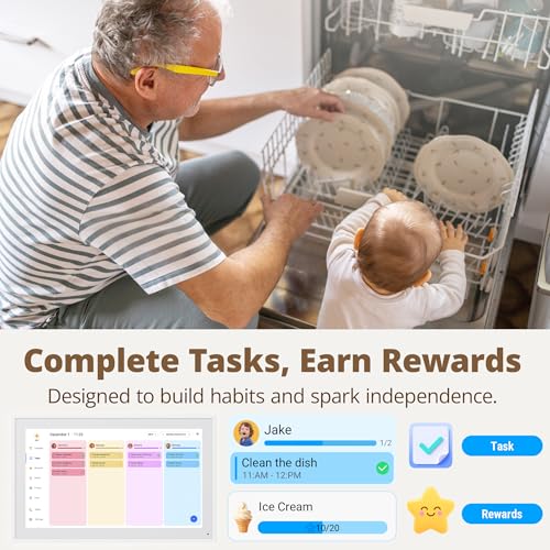 Image of Dragon Touch Digital Wall Calendar 15 Inch Touch Screen, Electronic Desk Calendar and Chore Chart for Family Kids Monthly /Weekly Planner, Interactive Touchscreen Display Smart Calender for Home Organization