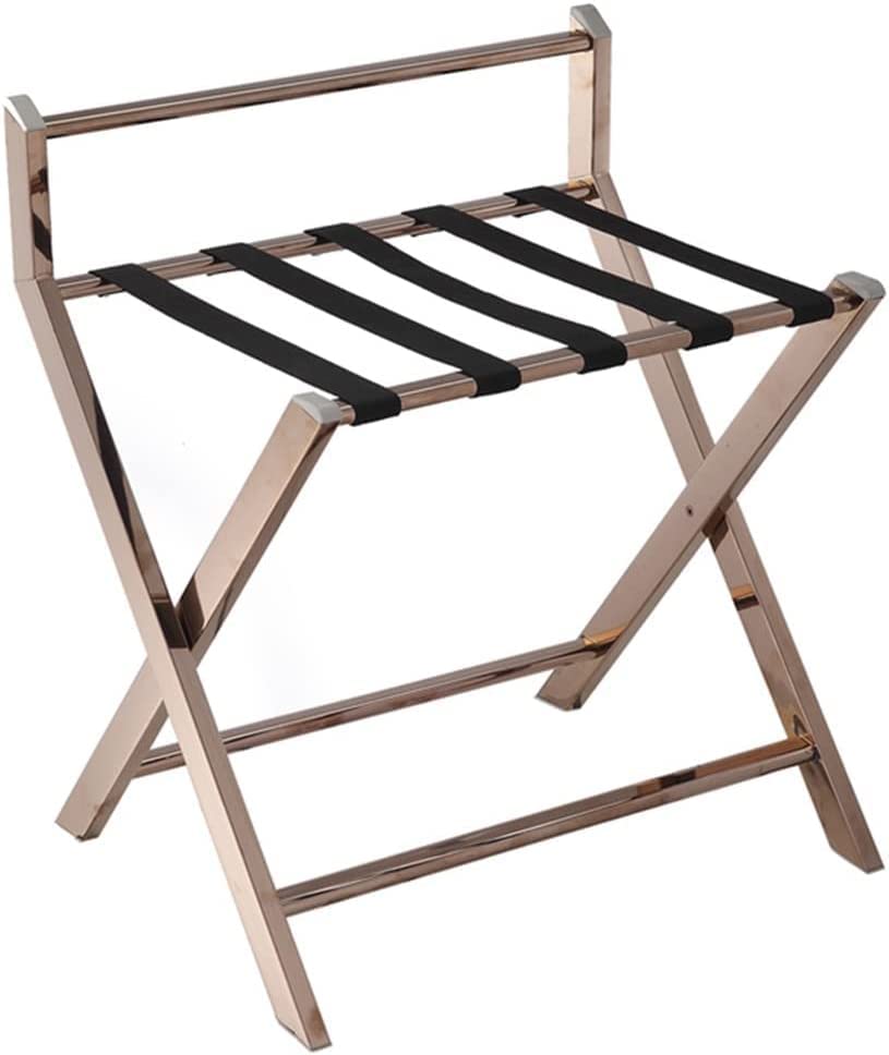 bingomiynhg Portaequipajes Plegable para habitación de huéspedes de Hotel, Soporte para Maleta con Respaldo, Estante con Correa de Nailon de Acero Inoxidable, colgado en la Percha para habitac
