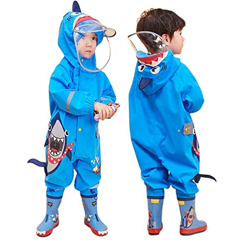 Image of Kids Poncho Raincoats Waterproof Rain Jacket Hooded Toddler Boys Girls Suit Reusable Rainwear All in One Easy to Dry