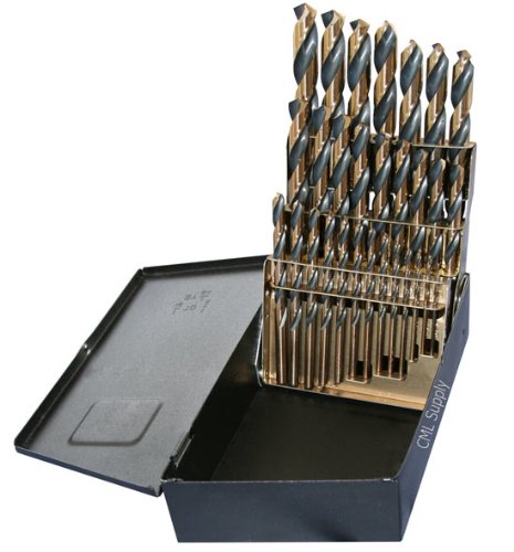 Topline Drill Bit Set, Black/Gold Finish M7 Ground Steel 1/16""-1/2"" 29pcs