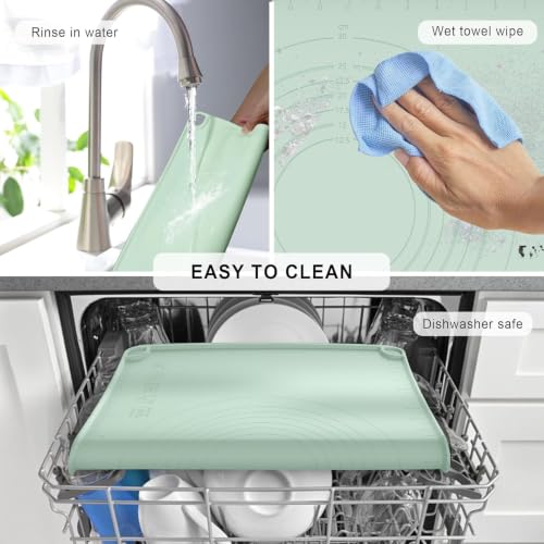 Image of Purebake Extra Thick Silicone Baking Mat 50x40 cm - Non Stick Silicone Mat for Kitchen, Roti & Chapati Making | Pastry Kneading Mat for Dough, Cookies, Pizza | Heat Resistant BPA Free (Sage Green)