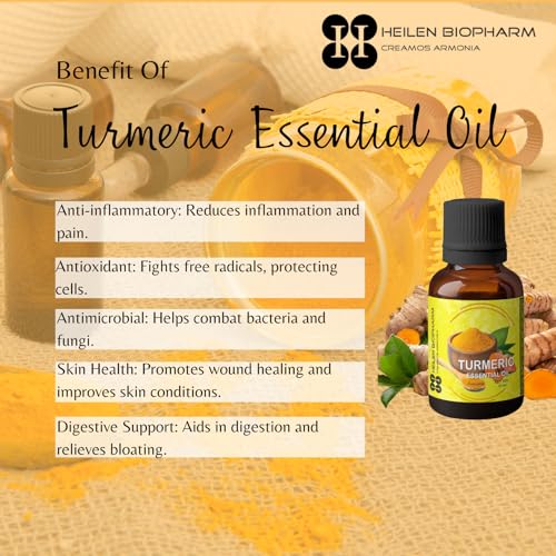 Image of Heilen Biopharm Turmeric Essential Oil - 15 mL Bottle I Pack of 1,Natural and Nourishing for Healthy Skin and Hair (Curcuma longa)