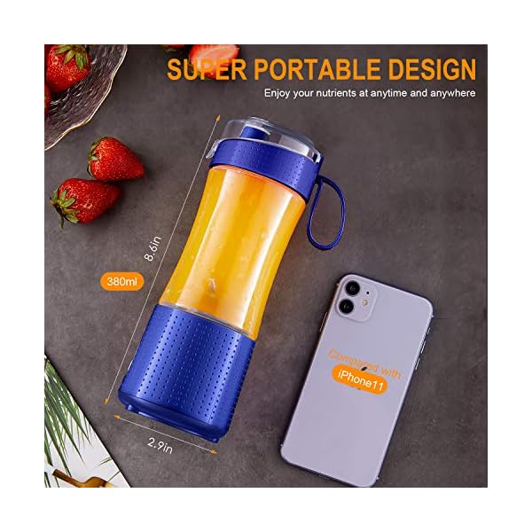 Portable Blender, Vaeqozva USB Rechargeable Smoothie on the Go Blender