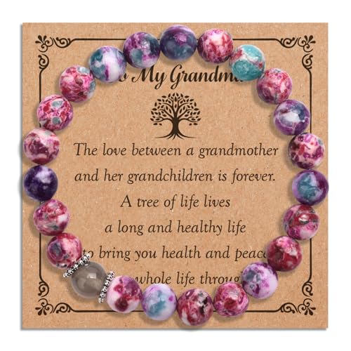 TecquorA Mothers Day Gift for Grandma Gifts for Birthday Christmas, Natural Stone Tree of Life Bracelet Presents for Grandma Nana
