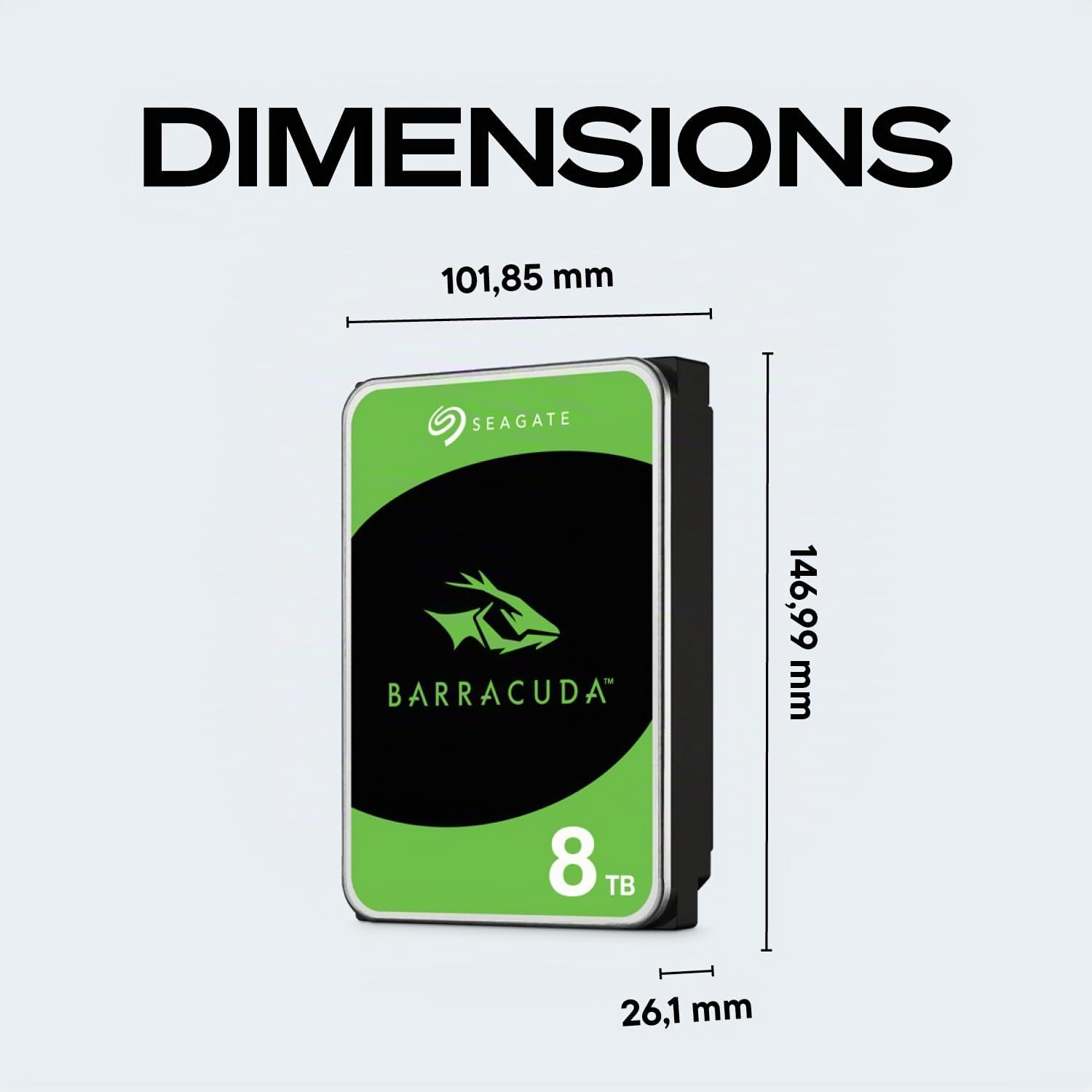 Seagate BarraCuda 8To Disque dur interne HDD 3.5 pouces SATA 6 Goit/s 5400 tr/min 256 Mo cache ST8000DMZ04