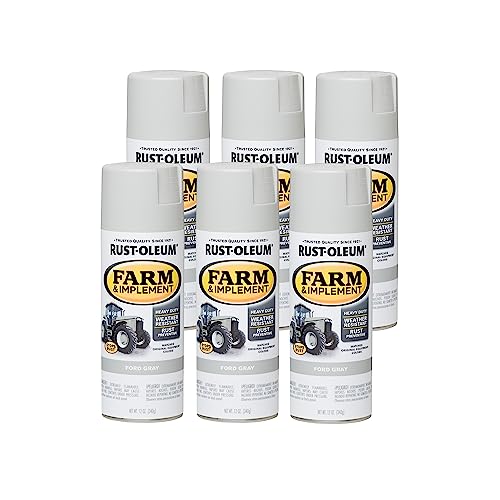 Image of Rust-Oleum 280138-6PK Farm & Implement Spray Paint, 12 oz, Ford Gray, (Pack of 6)