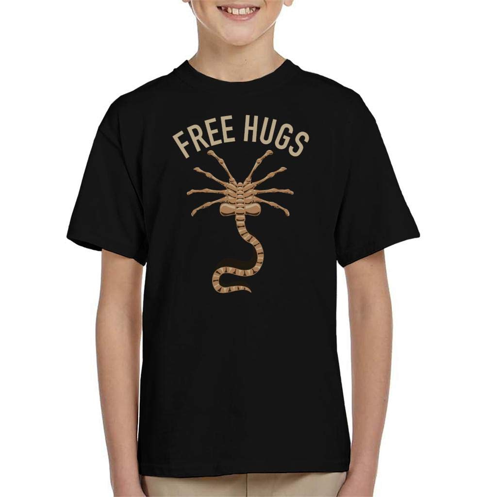 Alien Facehugger Free Hugs Xenomorph Kid's T-Shirt Black