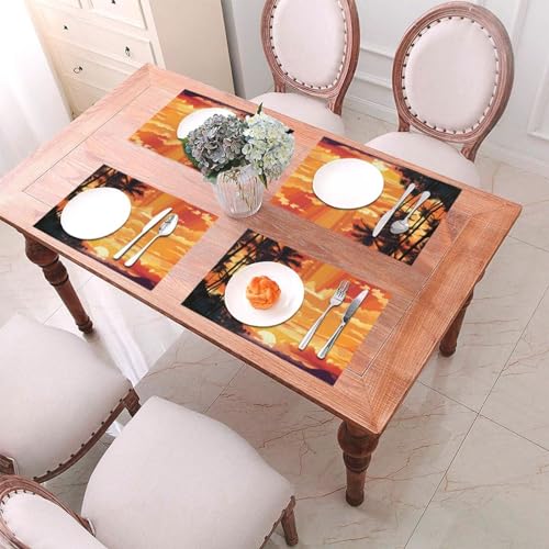 Set de table tropical en PVC lavable et résistant pour repas en extérieur - 6