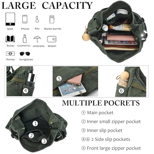 Bolso tote hobo de lona grande para mujer y hombre miniatura 6