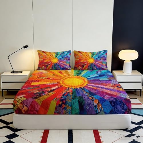 Drap housse antidérapant soleil microfibre pour matelas épais
