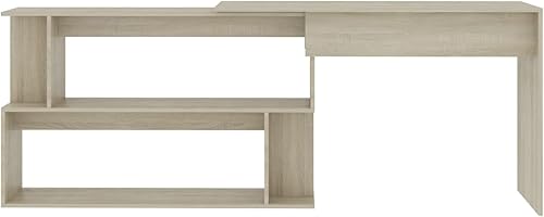 Miniatura 5 de Gecheer Sonoma Oak - Escritorio esquinero para computadora de 78.7 x 19.7 x 29.9 pulgadas, madera de ingeniería, mesa de escritura, estación de