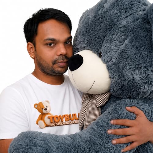Image of 5 Feet Giant Grey Teddy Bear for Girls | Big Size Soft Plush Hugging Teddy | Large Standing Teddy Bear with Bow | Cute Birthday, Anniversary & Valentine Gift for Kids & Girlfriend