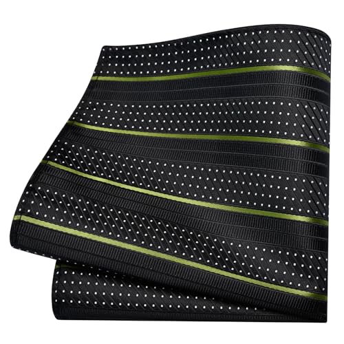 Image of GUSLESON 3.15 inch（8cm） Mens Stripe Tie and Lapel Pin Necktie Hankerchief Cufflinks Set for Men