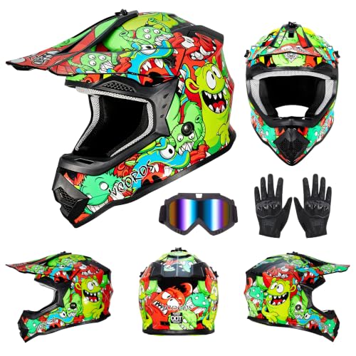 Image of VCOROS Youth Kids Dirt Bike Helmets,Kids Motocross Helmets DOT Approved