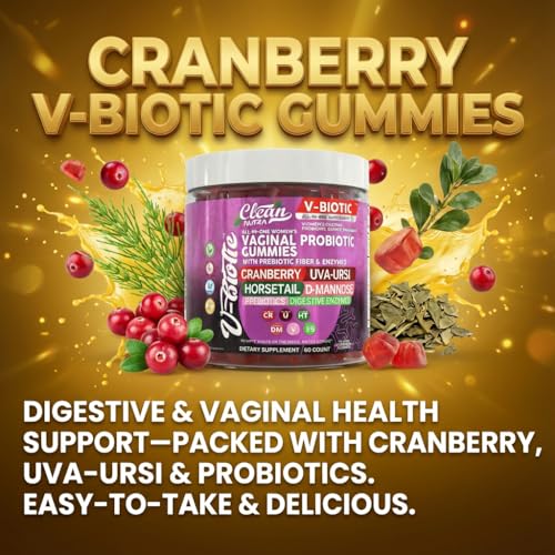 Image of Vaginal Probiotic Gummies For Women | Prebiotics Cranberry D-Mannose Uva-Ursi Digestive Enzymes | Vaginal Health Supplement pH Balance to Promote Healthy Vaginal Odor & Flora Cranberries Gummy Vitamin