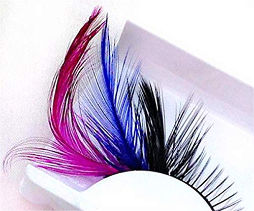 Dorisue Rainbow lashes Black Blue Purple Feather eyelashes Costume halloween eyelashes show False Eyelash Feather lashes Feather extensions for Women Girls at Dramatic events