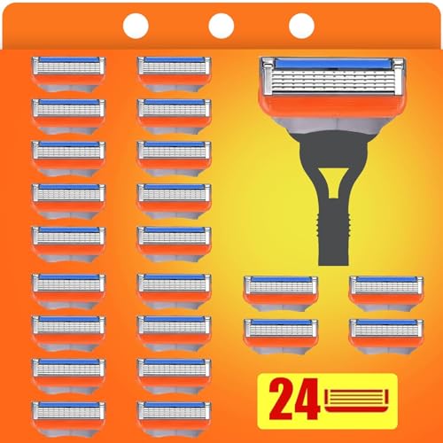 24 Stück Fusion 5 klingen Ersatzklingen für Fusion-5 Rasierer, kompatibel mit Nassrasi, Rasierklingen, 5-fach Klingen, Rasierklingen für Rasierhobel