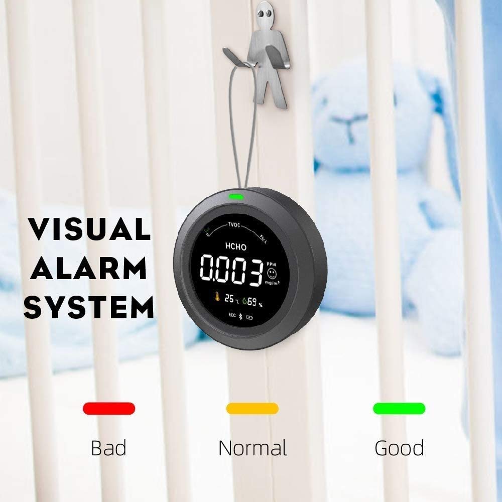 Termómetro Digital e higrómetro Monitor de Calidad de Aire Monitor Monitor de Temperatura del Monitor de la Temperatura de la Humedad con el Icono del Nivel de Confort y la batería Recargable.