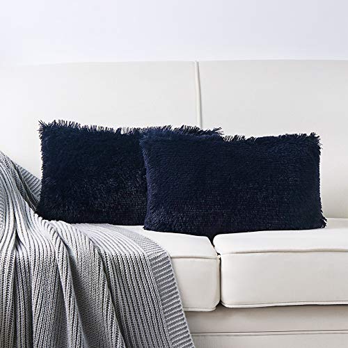 Image of Lumbar Faux Fur Throw Pillow Covers for Couch Decorative Pillows 12x20