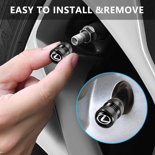 Tire Valve Stem Caps for Lexus Tire Stem Cover Air caps Black Accessories 4 Pack - 1