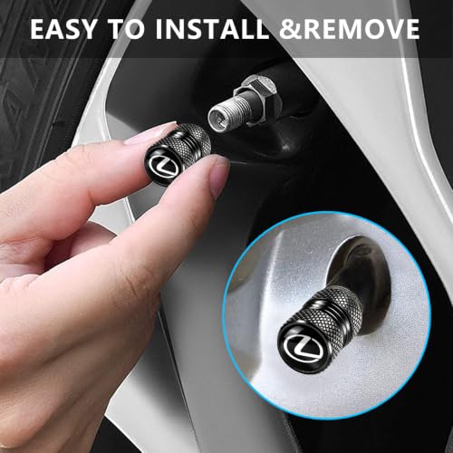 Tire Valve Stem Caps for Lexus Tire Stem Cover Air caps Black Accessories 4 Pack