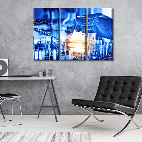 Image of Clinical Laboratory Artwork Wall Decor 3 Piece Scientist Hand Holding Test Tubes Laboratory Research Pictures Wall Decor Living Room Medical Modern Artwork Print on Canvas Ready to Hang (36 inchWx24 inchH)