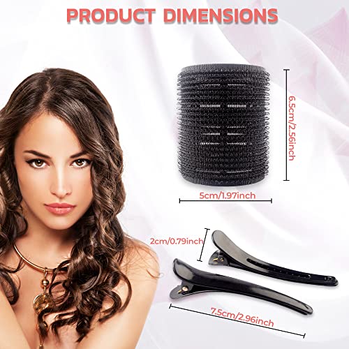 12 PCS Large Hair Rollers with Clips - includes 6 Large Rollers for Hair Volume & 6 Duckbill Hair Clips, Self Grip No Heat Hair Curlers Rollers for Long Medium & Short Volume Bangs (50mm) - Image 3