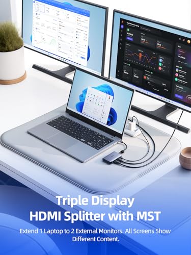 Adaptador llano USB-C a Doble HDMI para monitores duales miniatura 2