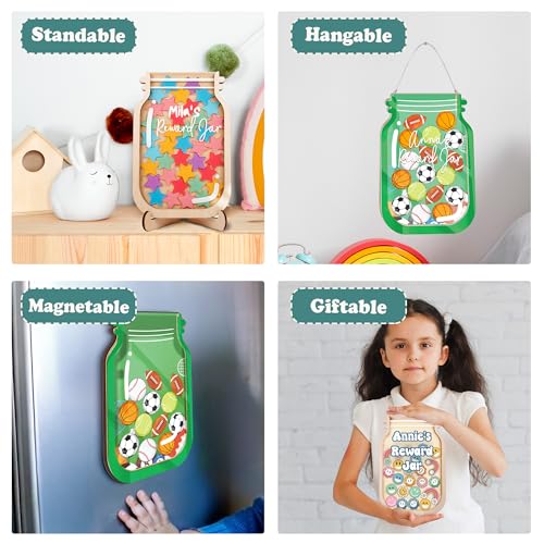 Image of Personalized Star Magnetic Reward Jar for Kids, Potty Training Reward System with Colorful Star Tokens, Good Behavior Chart, Teacher Classroom Management Tool, Back to School Gift for Boys & Girls