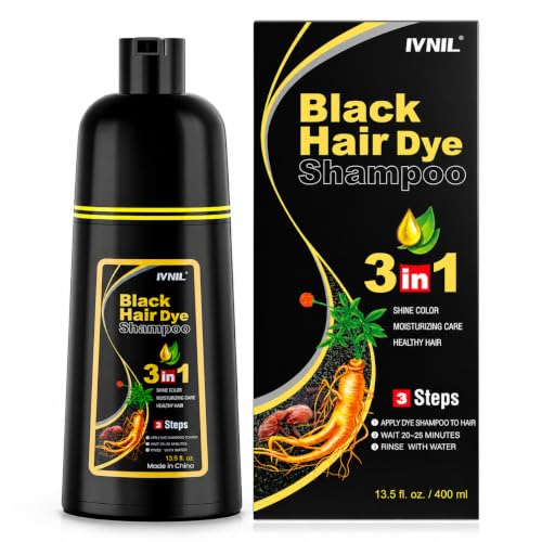 Ivnil Black Hair Dye Shampoo Color Shampoo for Gray Coverage for Women Men