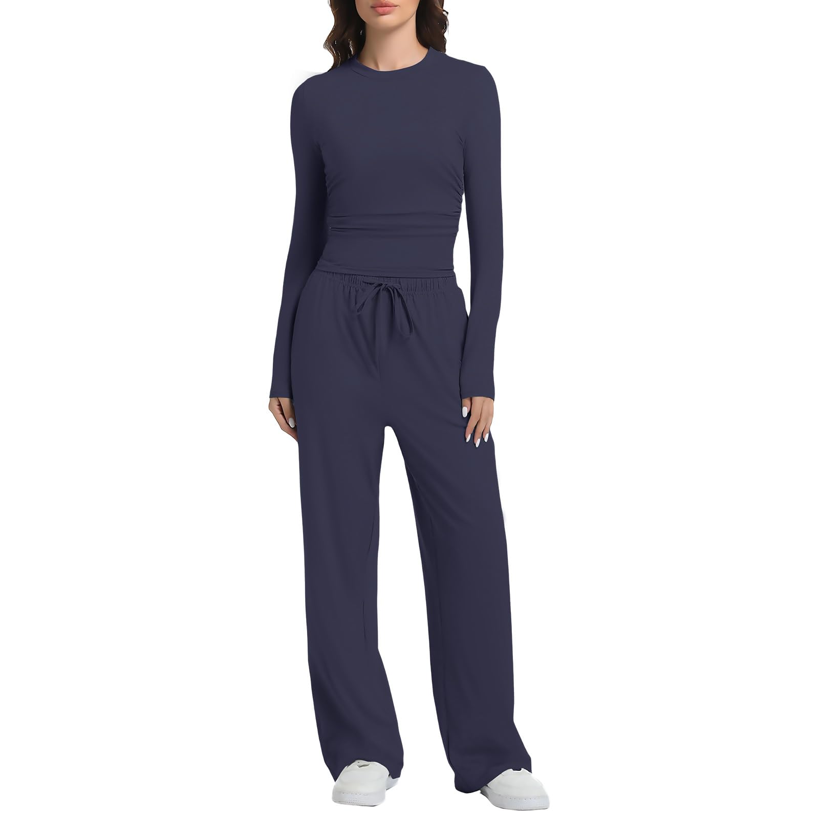 2 Piece Lounge Sets for Women Fall Outfits Long Sleeve Wide Leg Tracksuits Womens Casual Loungewear Two Pcs