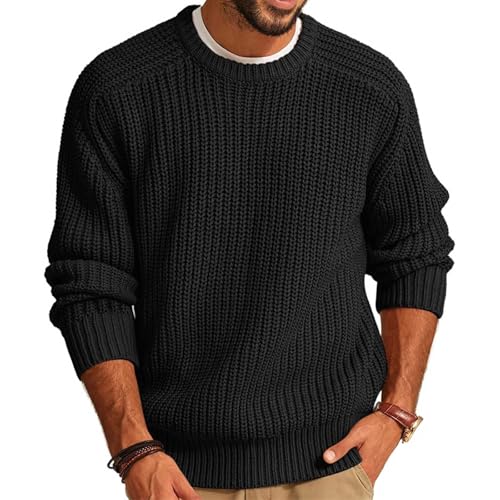 Mens Casual Round Neck Knit Pullover Sweater Waffle Textured Western Sweater Loose Fit Long Sleeve Oversized Jumper2