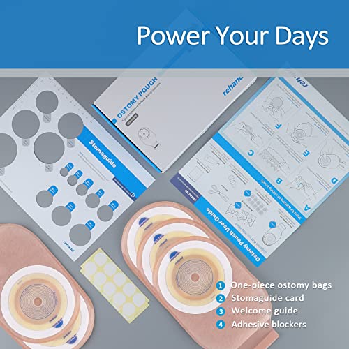 Rehand Colostomy Bags, One Piece Ostomy Supplies For Ileostomy Stoma Care, Hook & Loop Closures Ostomy Bag, Drainable Colostomy Supplies With Cut-To-Fit Design, Pack Of 10 #TOP5