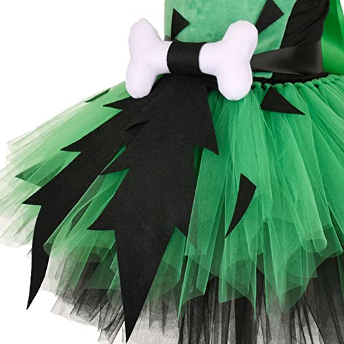 Pebbles Halloween Outfit Baby Girl Caveman Party Dresses with Headwear Toddler Tulle Tutu Fancy Dress Photo Shoot4