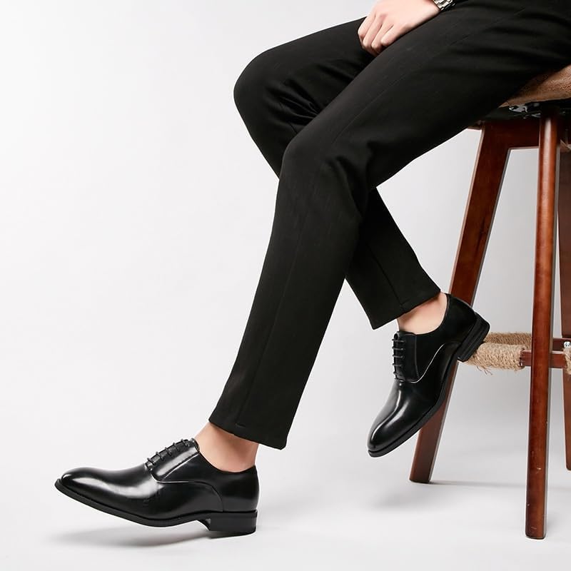 British Soft Business Formal Leather Shoes Lace-up Casual Gentleman Office Wedding Shoes Non-slip Wear-resistant Black