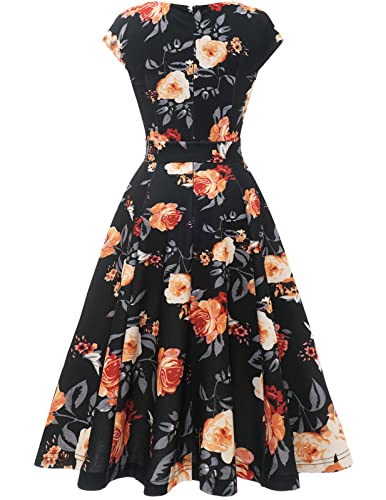 Image of DRESSTELLS Women's Cocktail Dresses, Formal Wedding Guest Modest Church Vintage Tea Party Midi Evening Dress