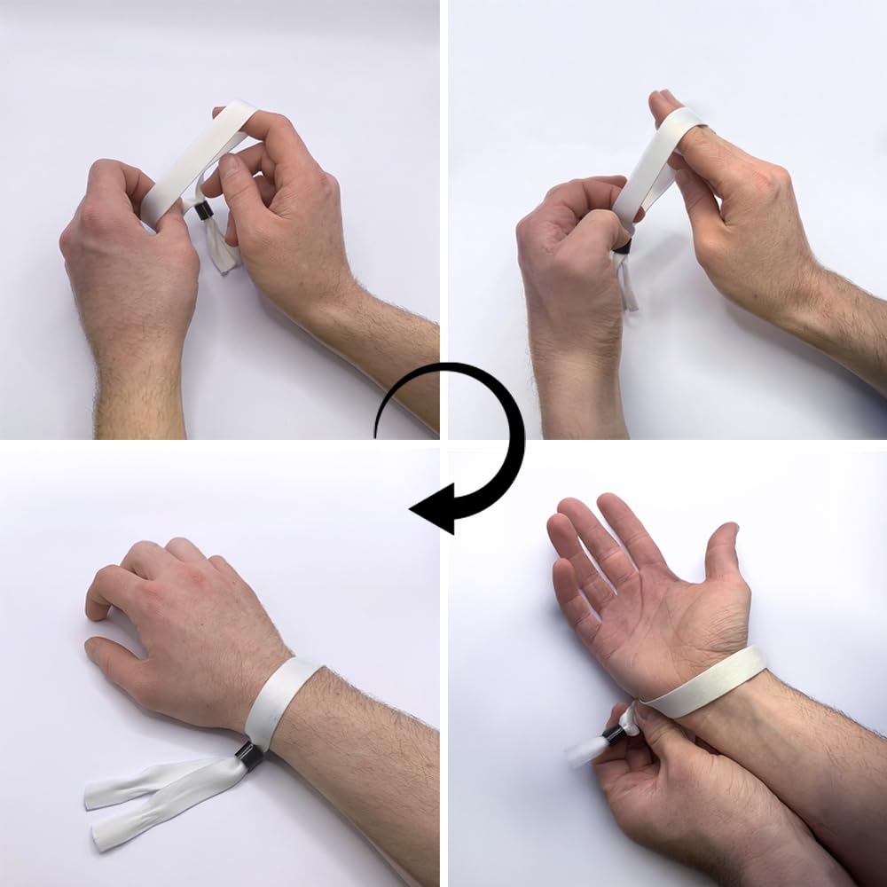 50 unidades de pulseras de tela - Pulseras ID para eventos (blanco)