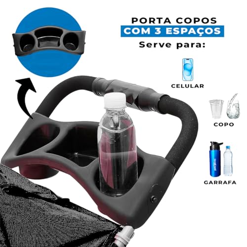 CARRINHO DE PASSEIO TRANSPORTE PET CÃS E GATOS PARA VIAGEM, DOBRÁVEL (Preto)