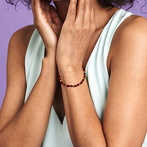 In Season Jewelry 18k Gold Plated Evil Eye Protection Red Black Simulated Azabache Bracelet 7"2