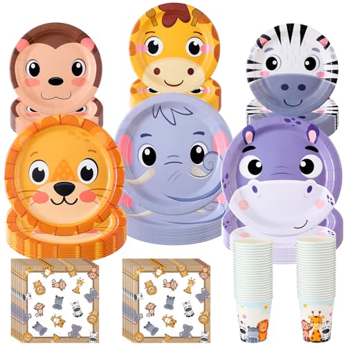 Weekgrat YOA-WEEKGRAT-170 180 Pcs Animal Plates And Napkins Party Supplies Tableware Set cover