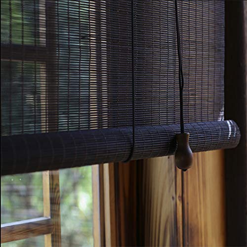 Cortina de bambu Negro Cortina Cortina Persiana Sombrilla Balcón Baño Cortina Ventilación de la Oficina,W60*H100cm